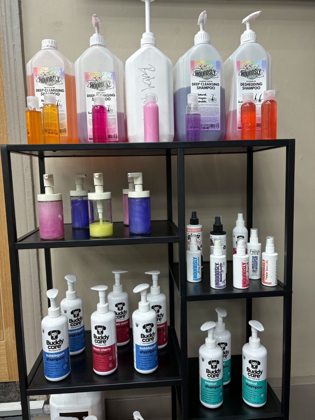Actual dog shampoo and conditioner selection at Doggystyle